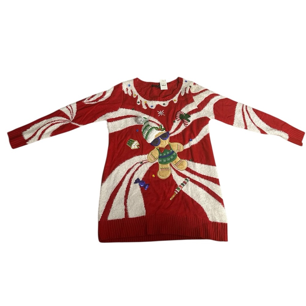 NWT 33 Degrees Red White Gingerbread Christmas Sweater Size XL